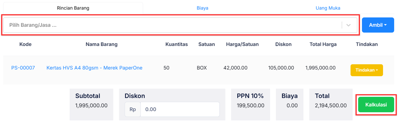 Halaman Faktur Pembelian