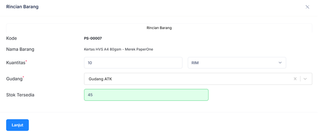 Halaman Penambahan Bahan Baku