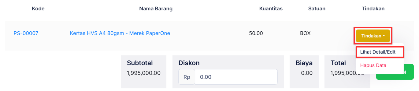 Halaman Retur Pembelian