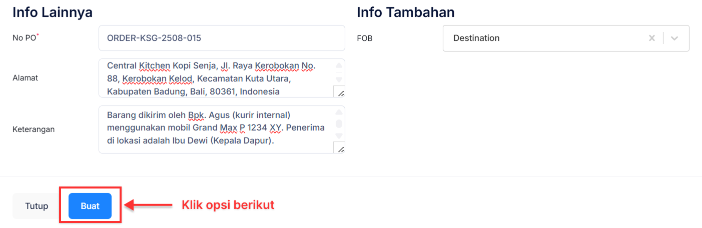 Halaman Pengiriman Pesanan