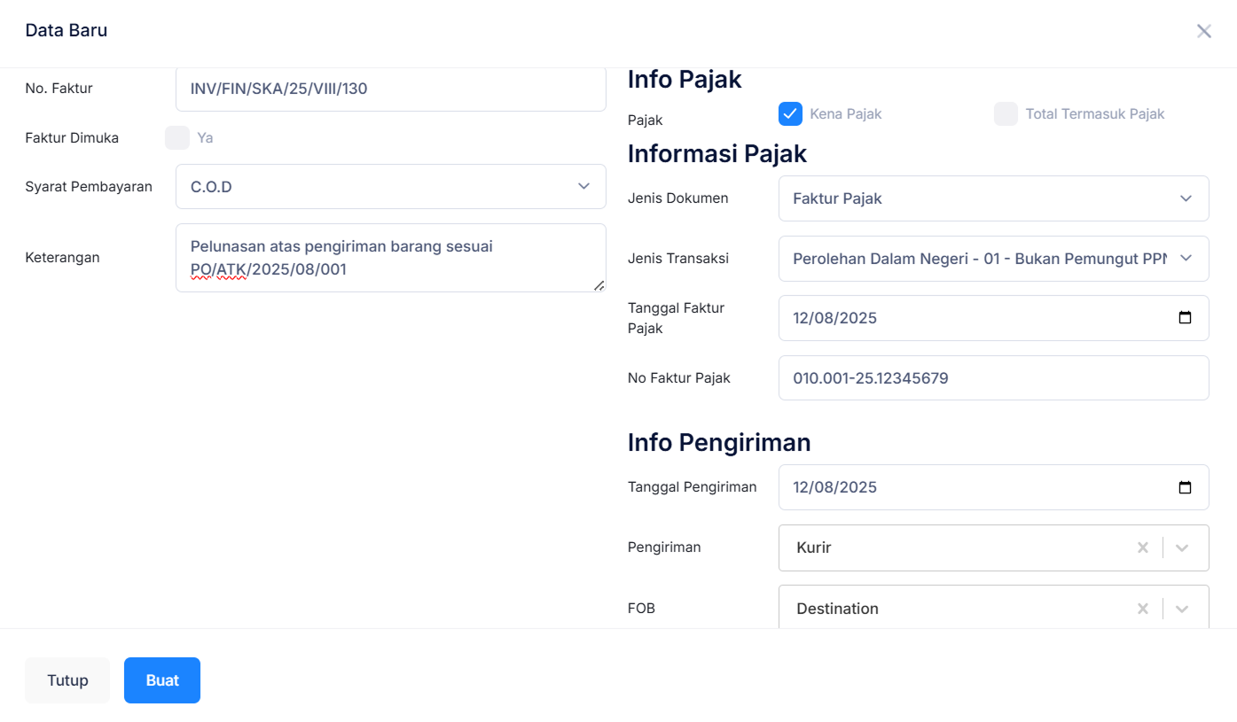 Halaman Faktur Pembelian