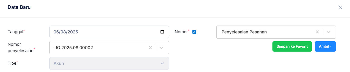 Halaman Penyelesaian Pesanan