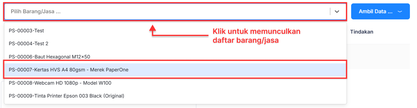 Halaman Penyesuaian Persediaan