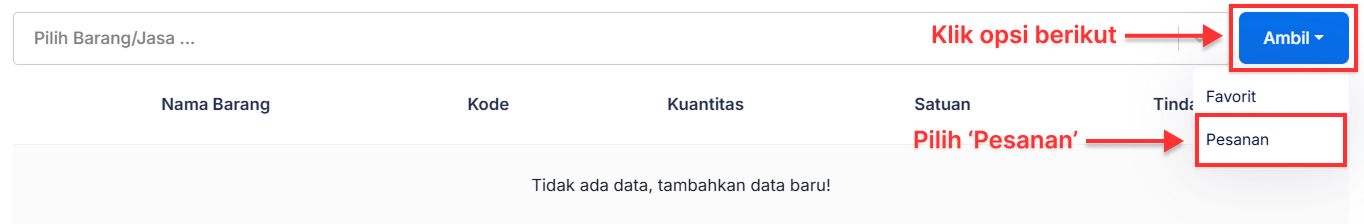 Halaman Pengiriman Pesanan