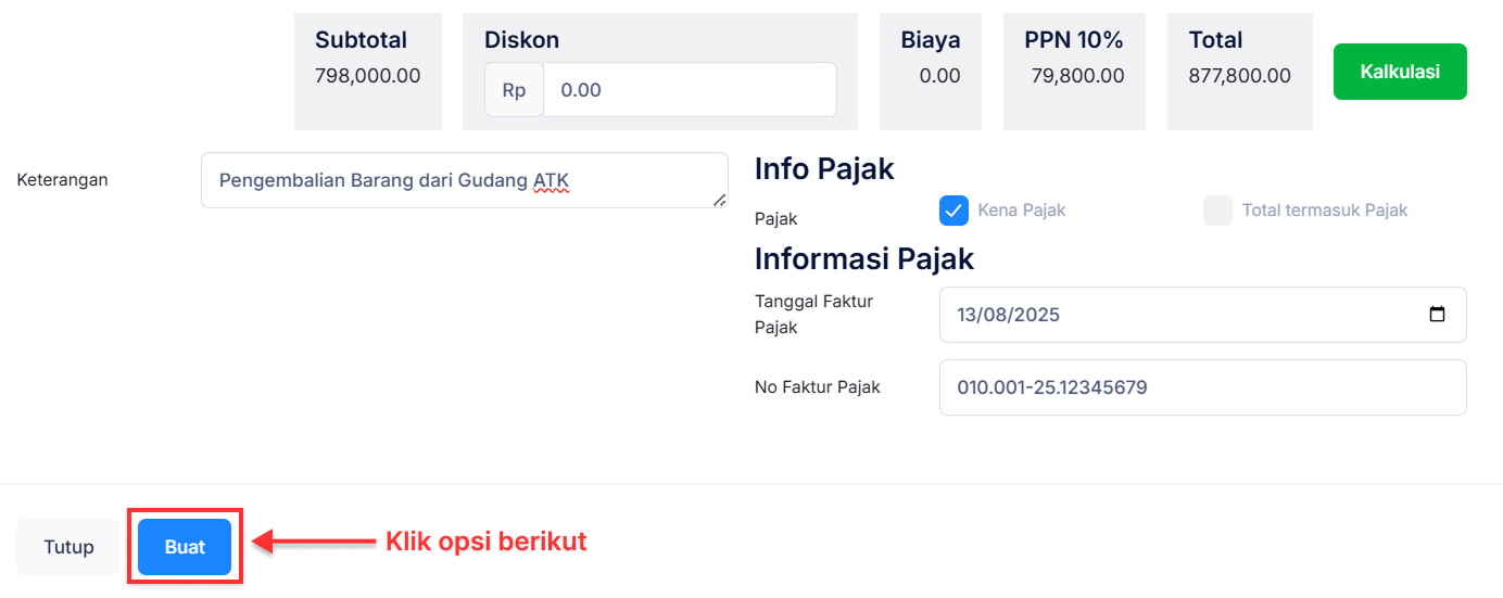 Halaman Retur Pembelian