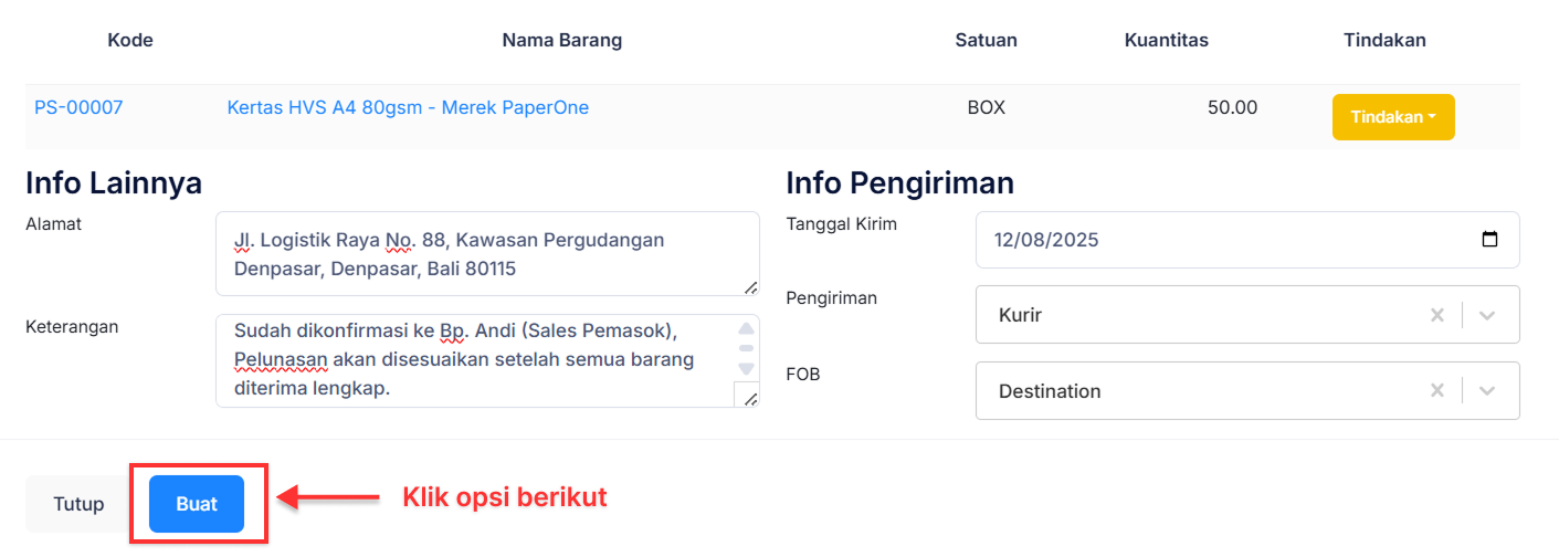 Halaman Penerimaan Barang