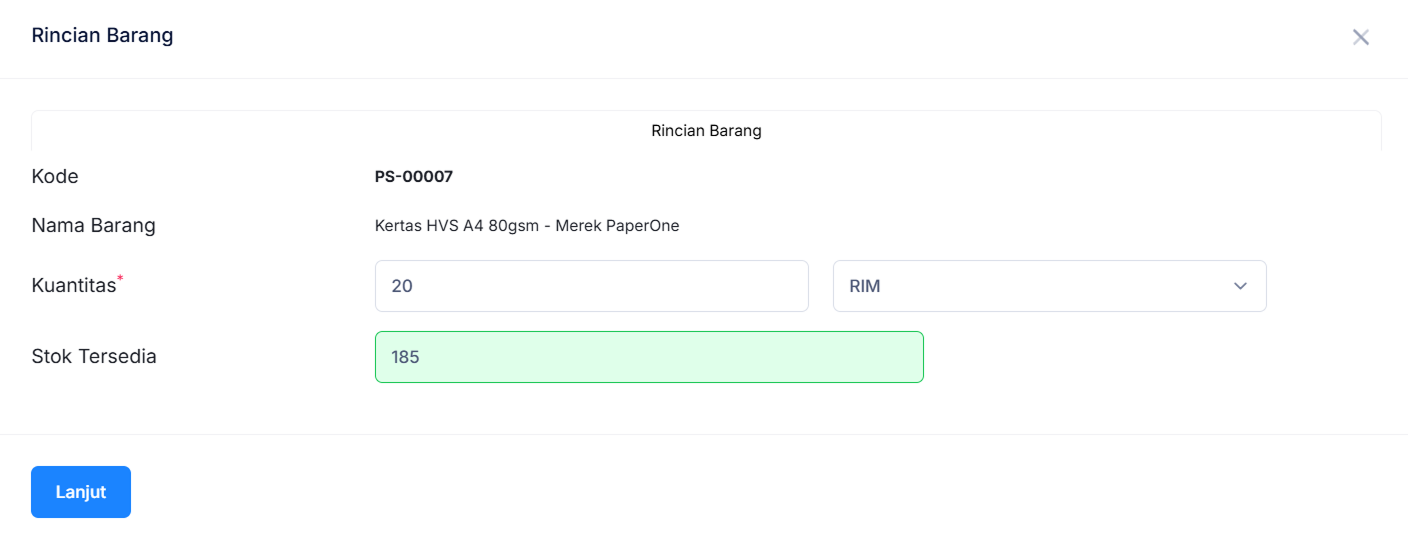 Halaman Pemindahan Barang