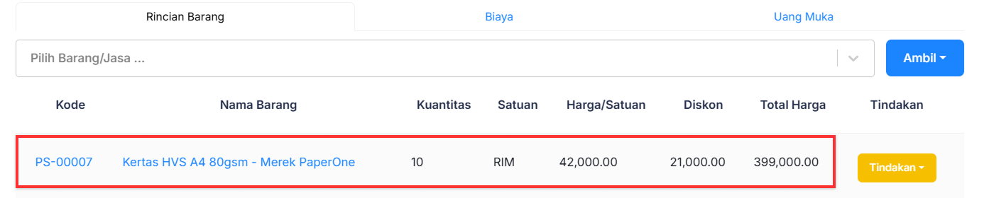 Halaman Faktur Pembelian