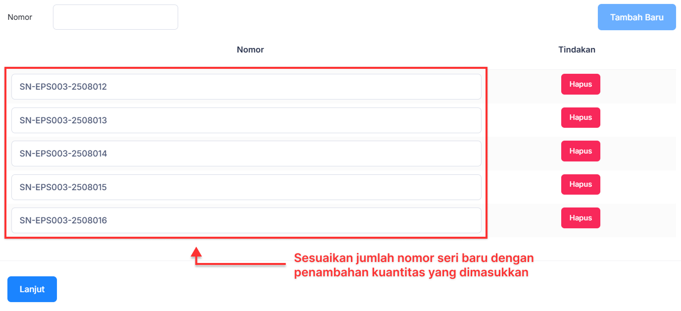 Halaman Penyesuaian Persediaan