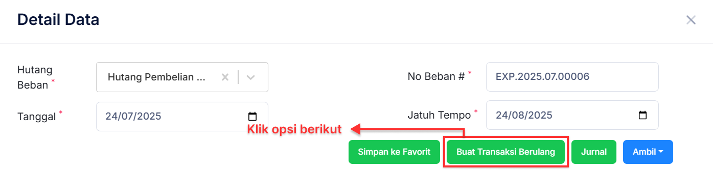 Halaman Pencatatan Beban