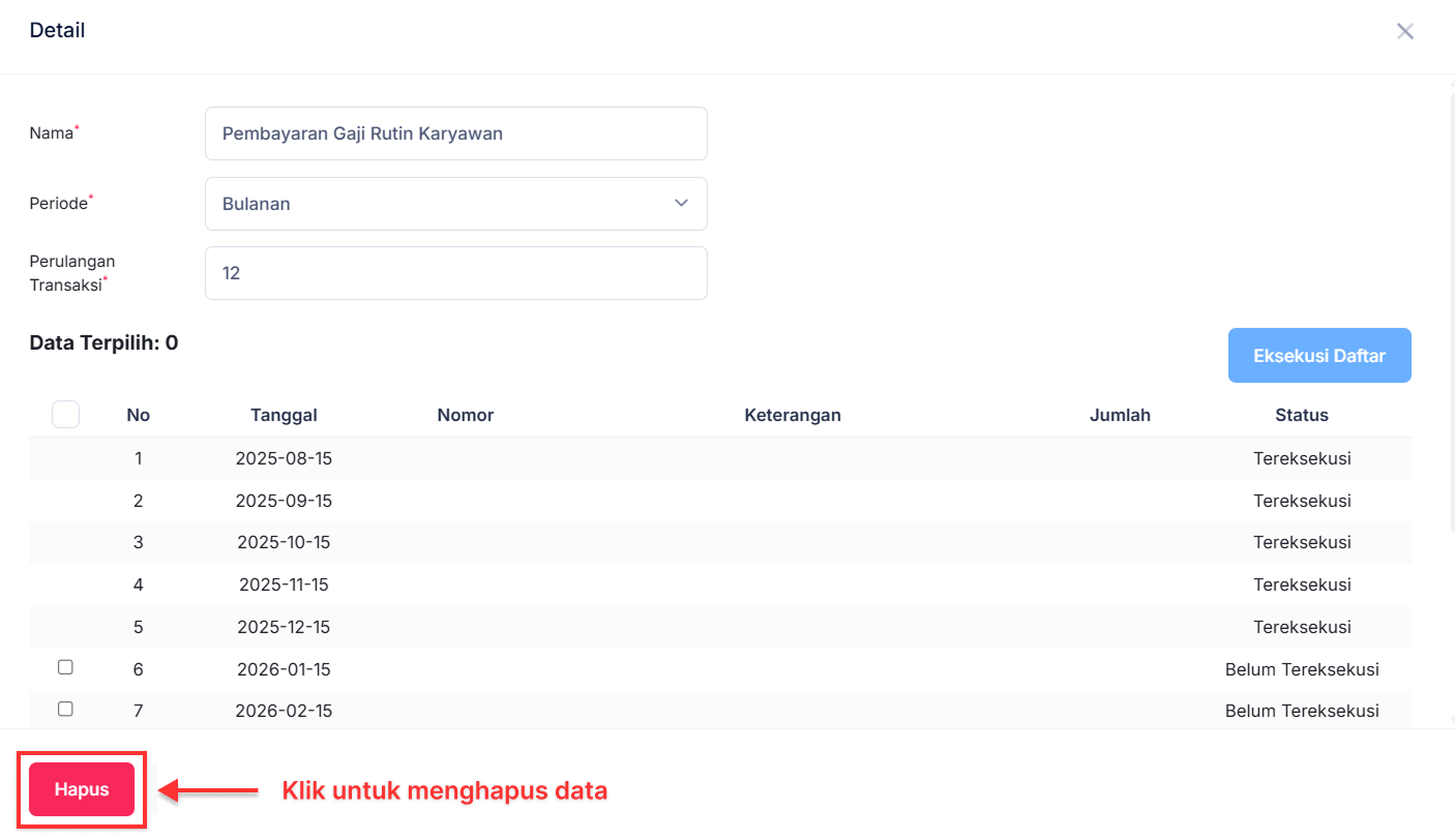 Halaman Transaksi Berulang