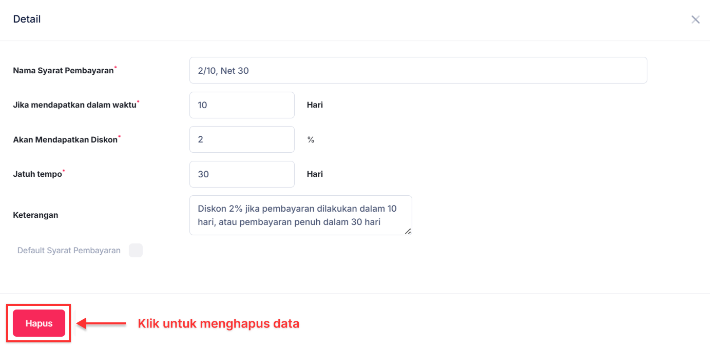 Halaman Syarat Pembayaran