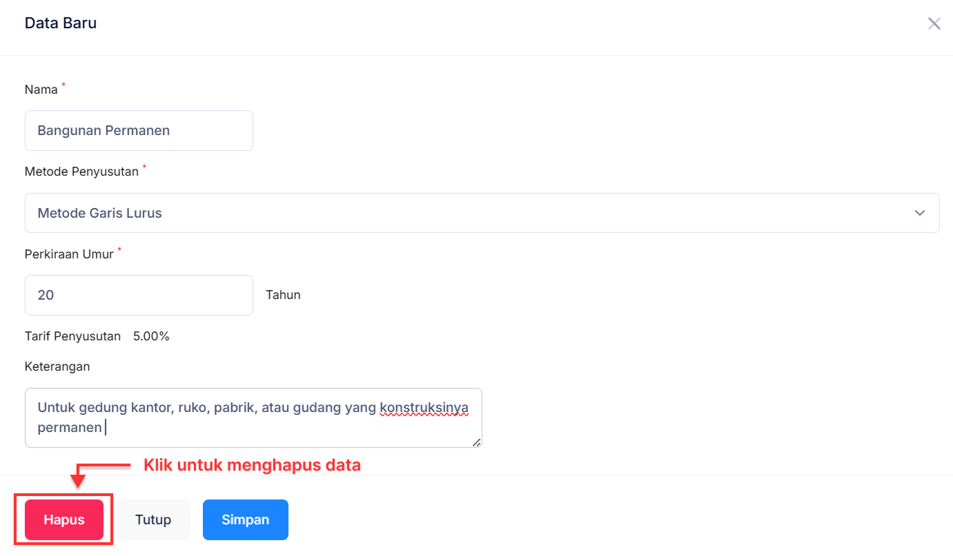 Halaman Kategori Aset Pajak