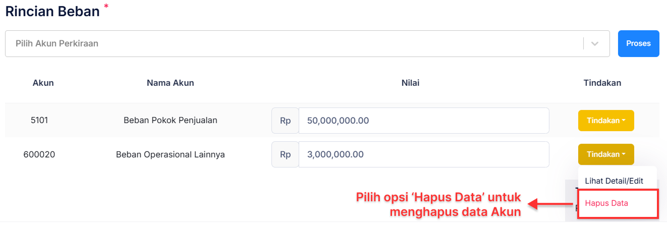 Halaman Pencatatan Beban