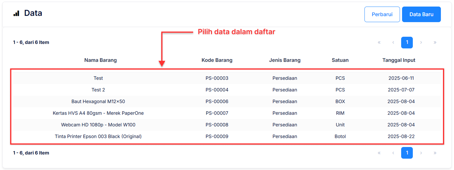 Halaman Barang & Jasa