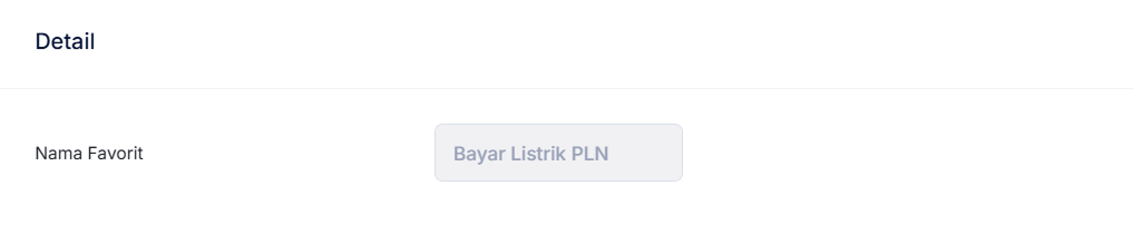 Halaman Transaksi Favorit