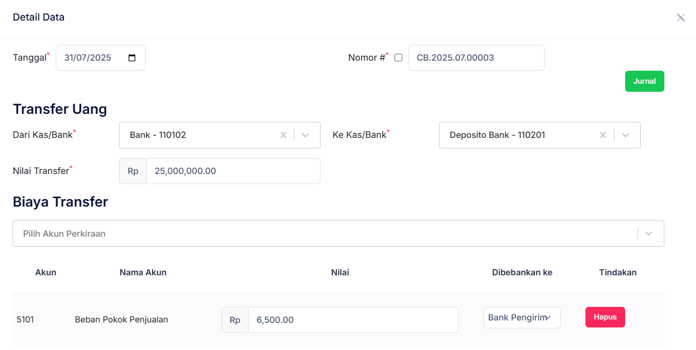 Halaman Transfer Bank