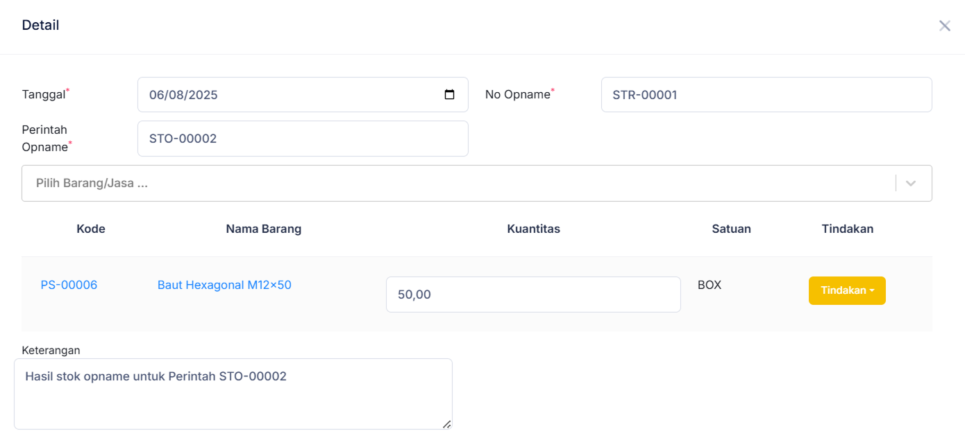 Halaman Hasil Stok Opname
