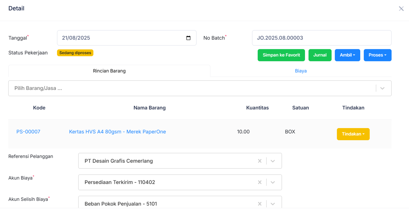 Halaman Pemindahan Barang
