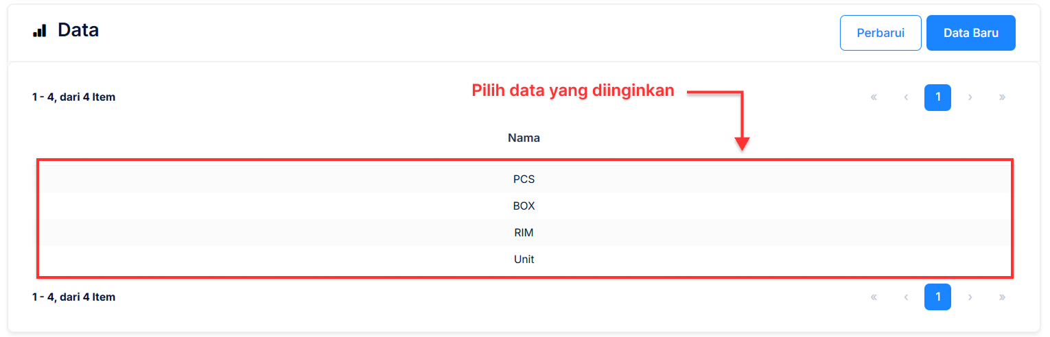 Halaman Satuan Barang