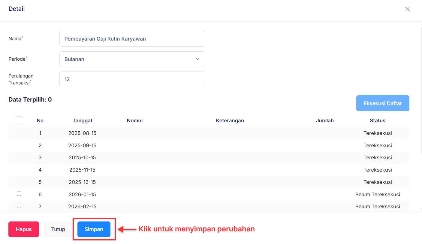Halaman Transaksi Berulang