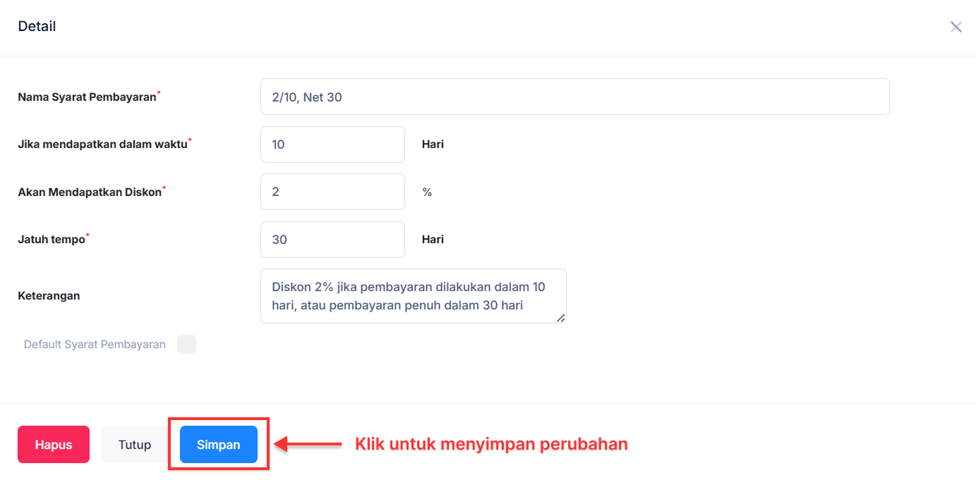 Halaman Syarat Pembayaran