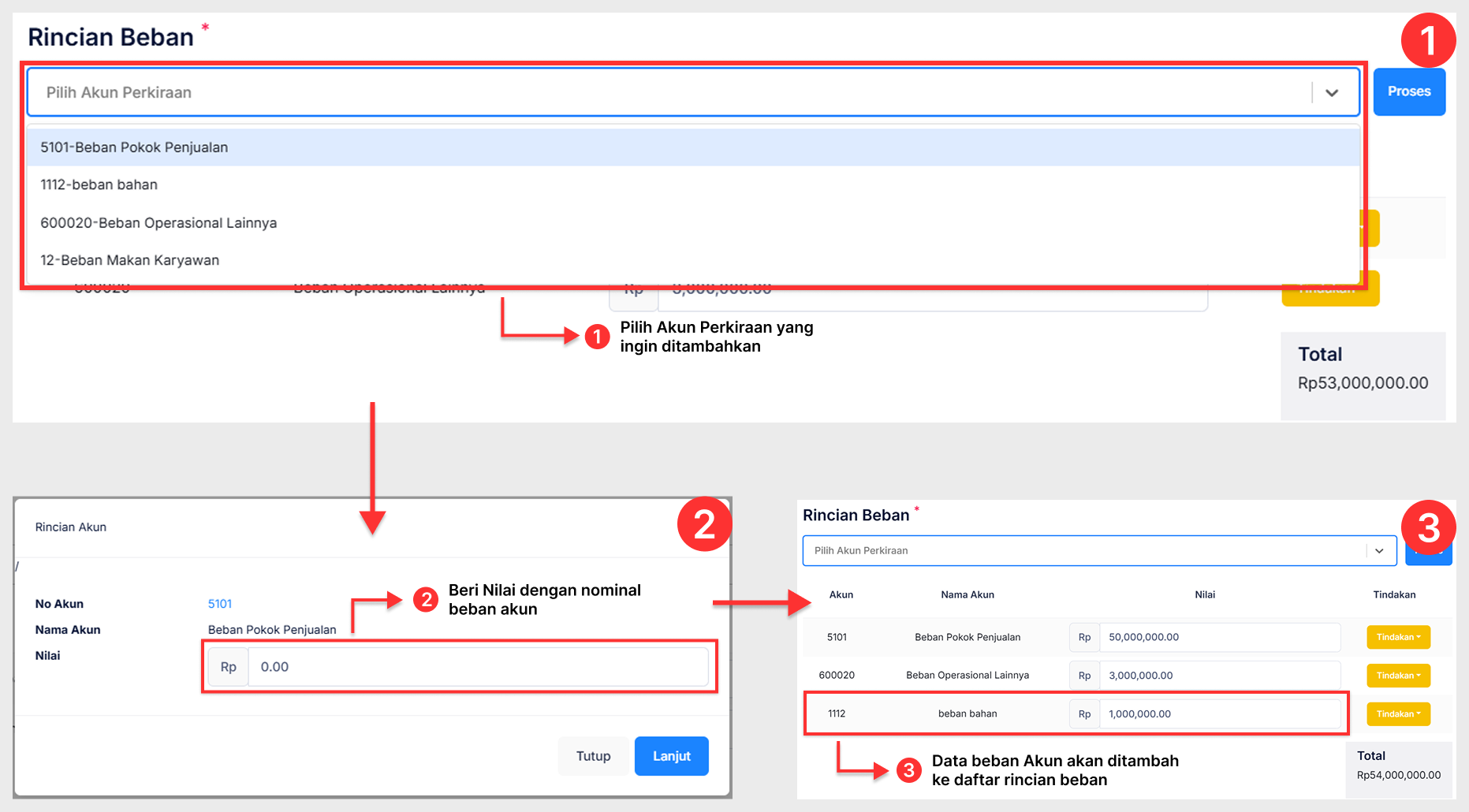 Halaman Pencatatan Beban