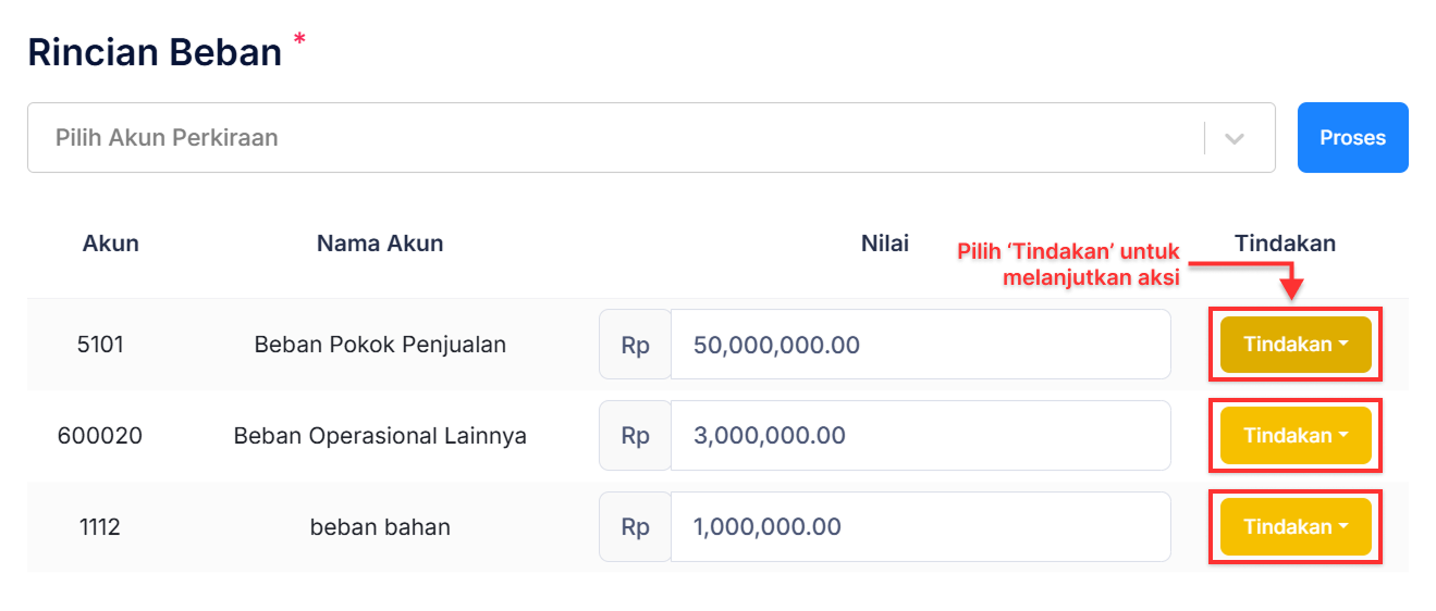Halaman Pencatatan Beban
