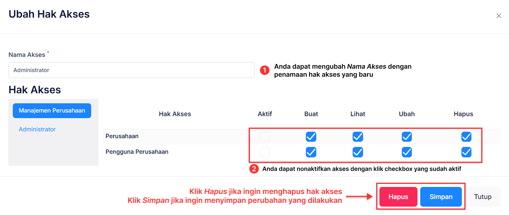 Langkah Membuat Hak Akses