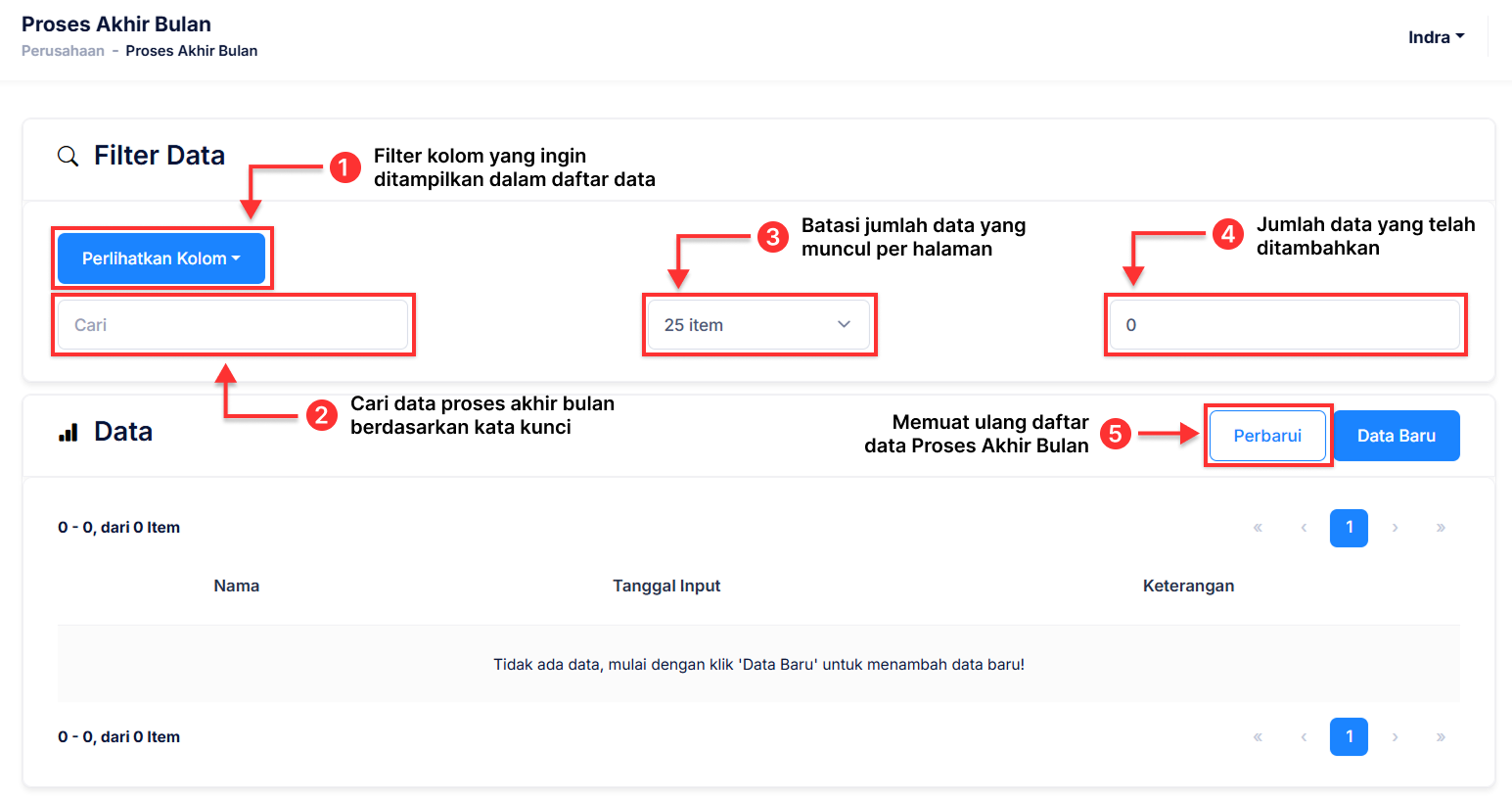 Halaman Proses Akhir Bulan