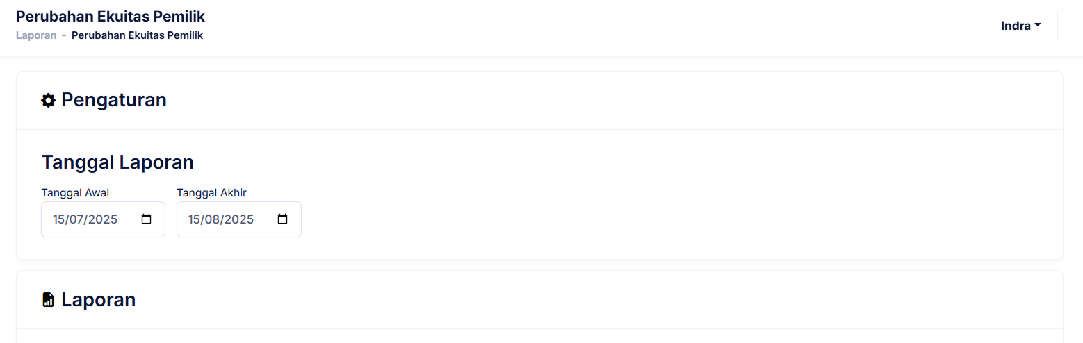 Halaman Perubahan Ekuitas Pemilik