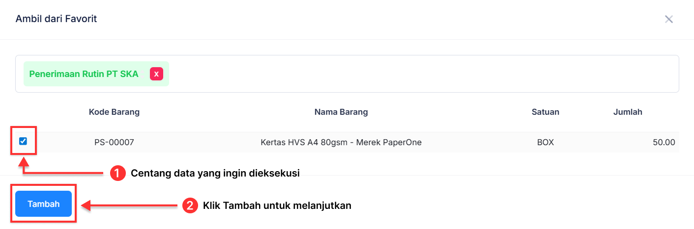 Halaman Penerimaan Barang