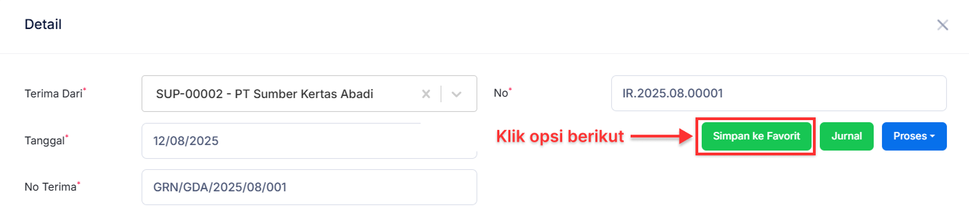 Halaman Penerimaan Barang