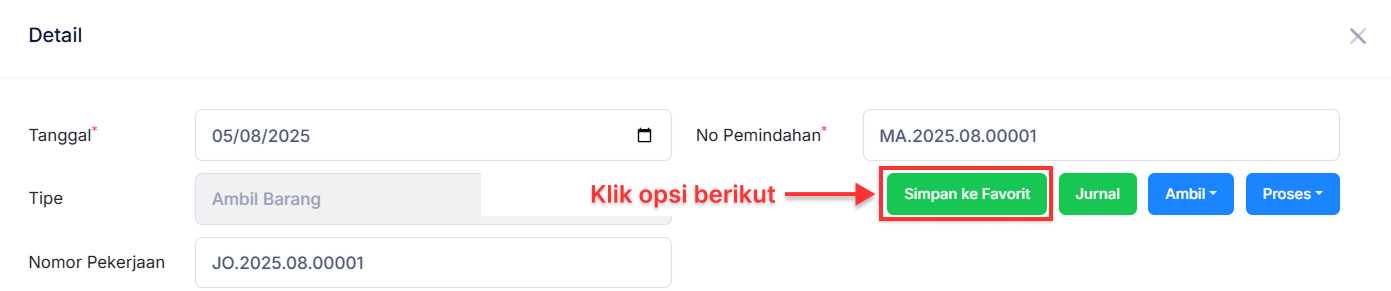 Halaman Penambahan Bahan Baku