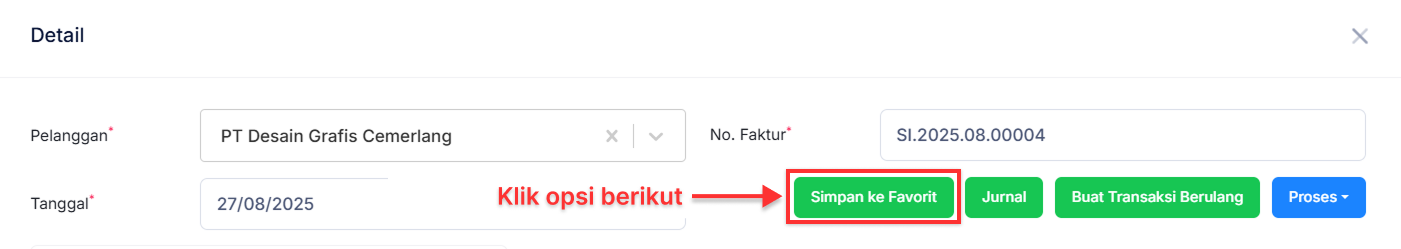 Halaman Faktur Penjualan