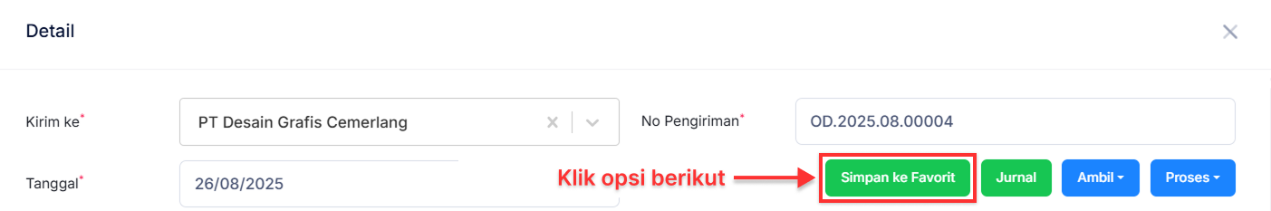 Halaman Pengiriman Pesanan