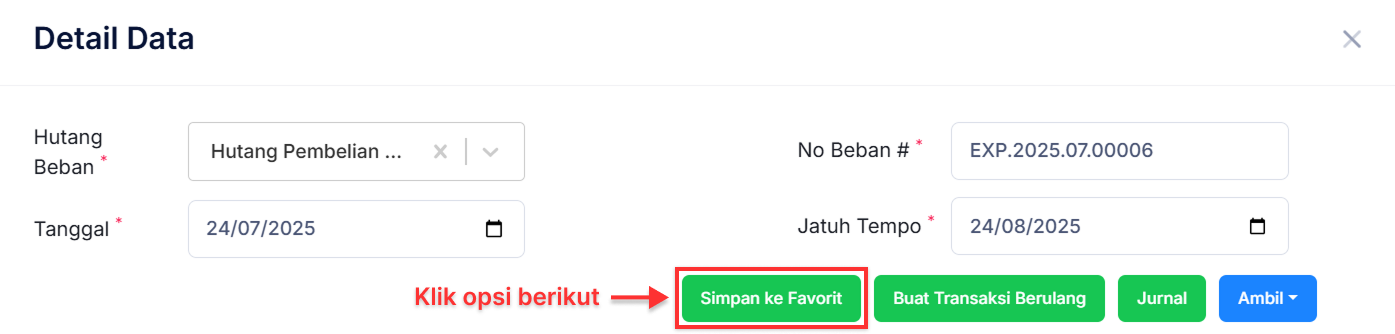 Halaman Pencatatan Beban