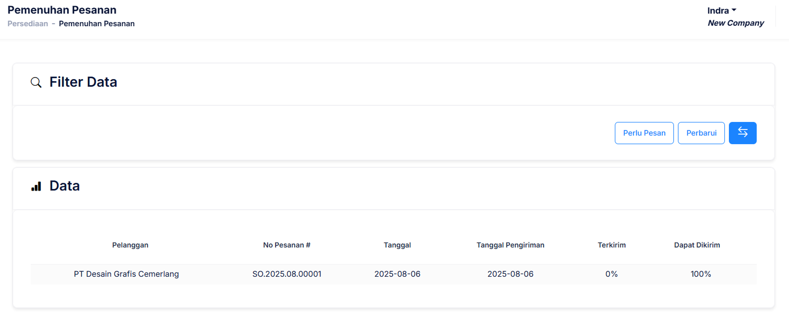 Halaman Pemenuhan Pesanan
