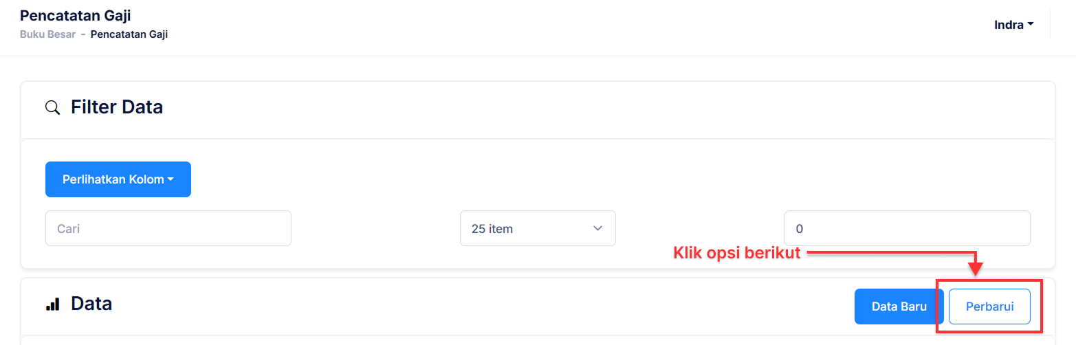 Halaman Pencatatan Gaji