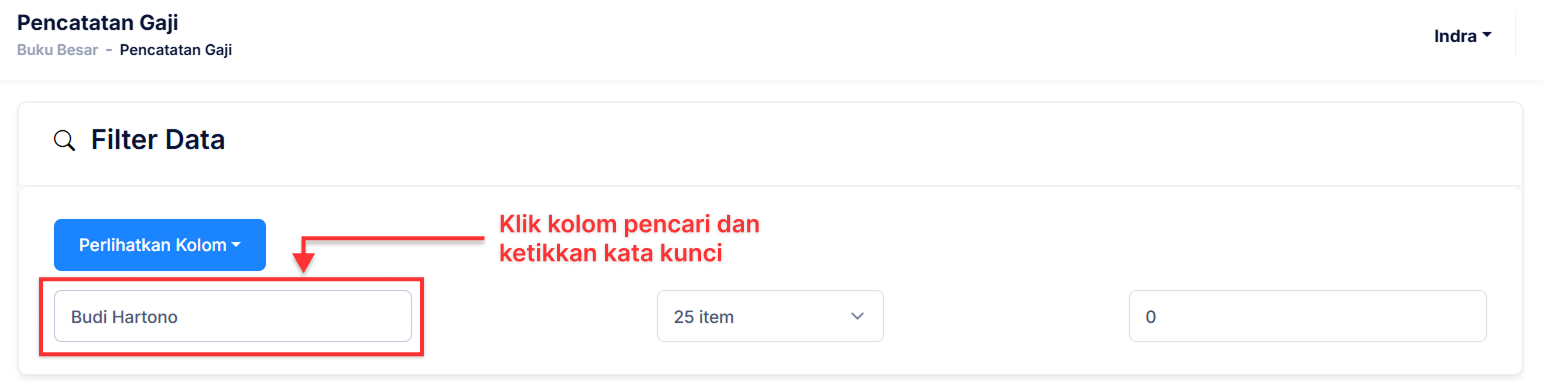 Halaman Pencatatan Gaji