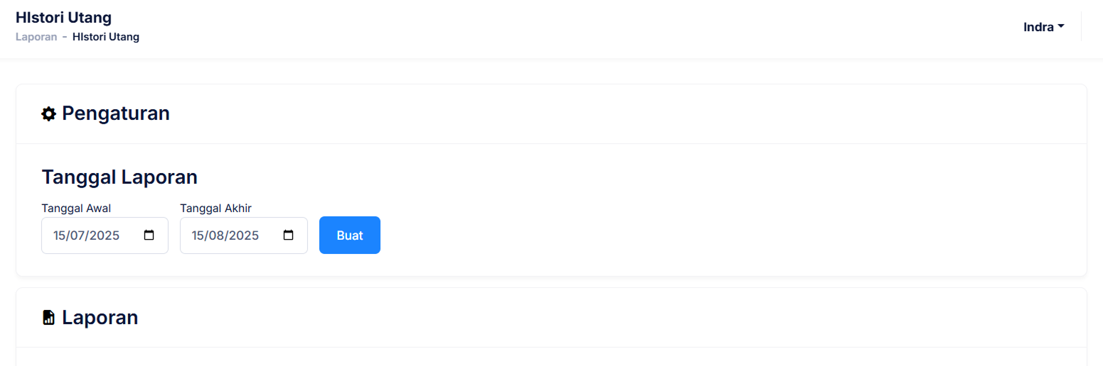 Halaman Histori Utang