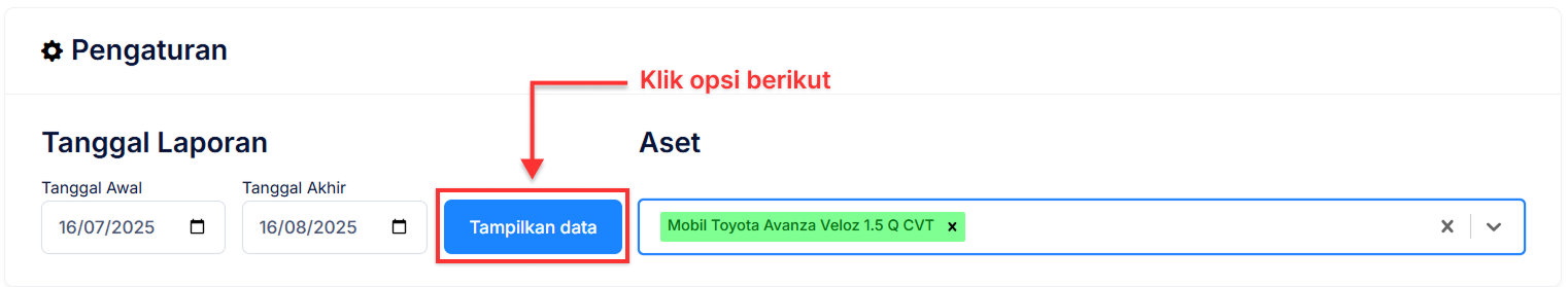 Halaman Histori Aset