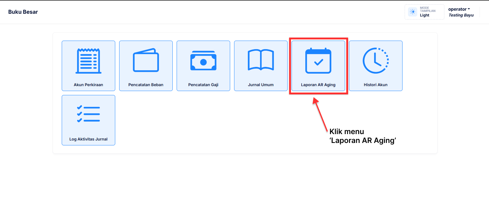 Halaman Laporan AR Aging