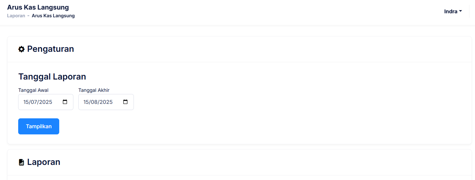 Halaman Arus Kas Tak Langsung