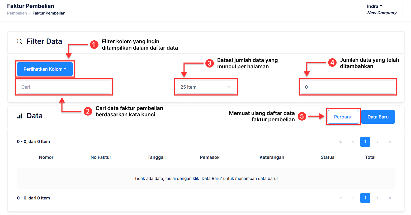 Halaman Faktur Pembelian