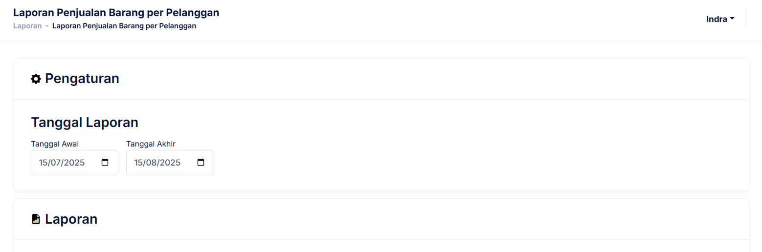 Halaman Penjualan Barang Per Pelanggan