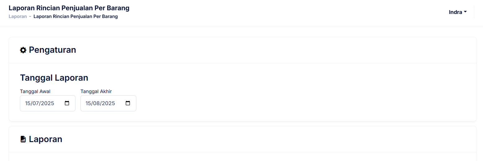Halaman Rincian Penjualan Per Barang