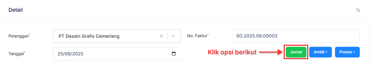 Halaman Pesanan Penjualan
