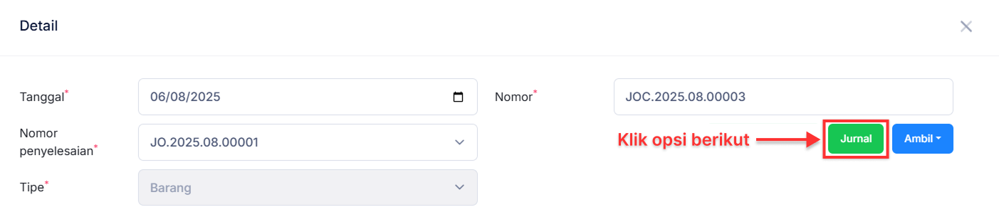 Halaman Pekerjaan Pesanan