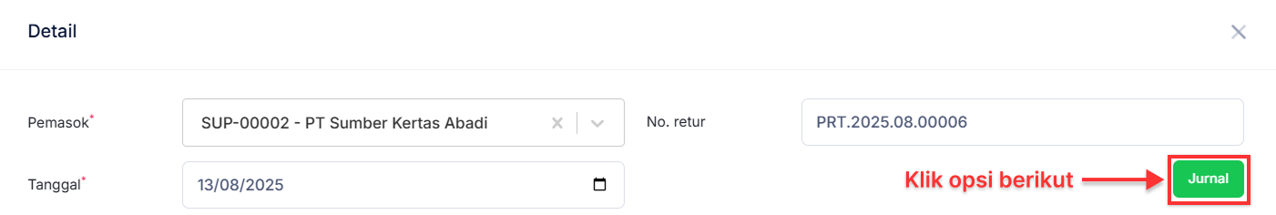 Halaman Retur Pembelian